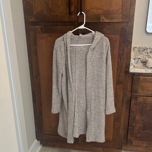 Xersion Heathered Gray Hooded Cardigan